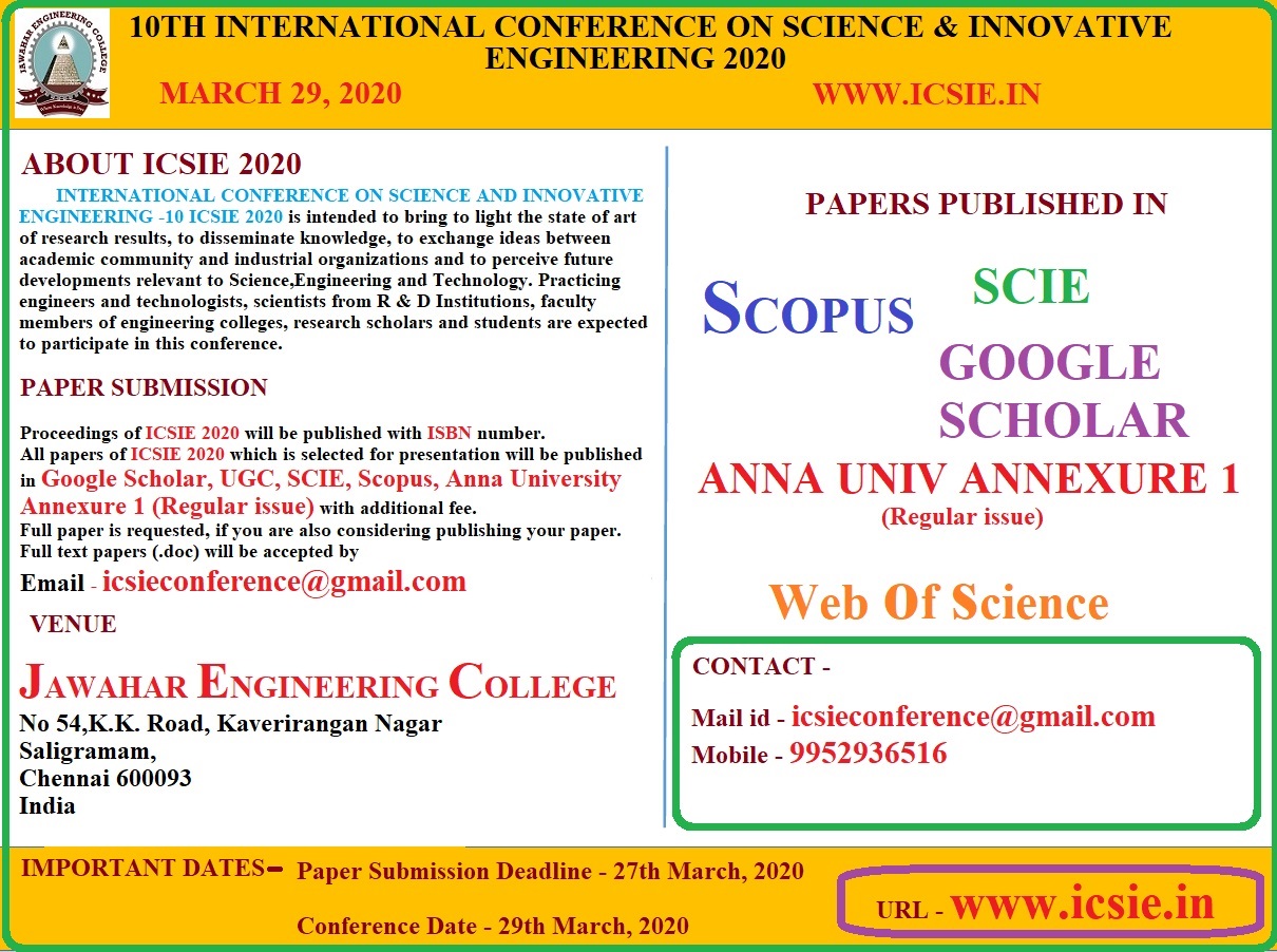 10 INTERNATIONAL CONFERENCE ON SCIENCE AND INNOVATIVE ENGINEERING